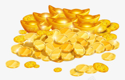 金元宝素材手绘各种金元宝金币高清图片