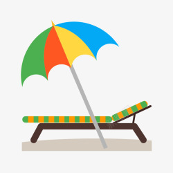 沙滩椅和太阳伞卡通图素材