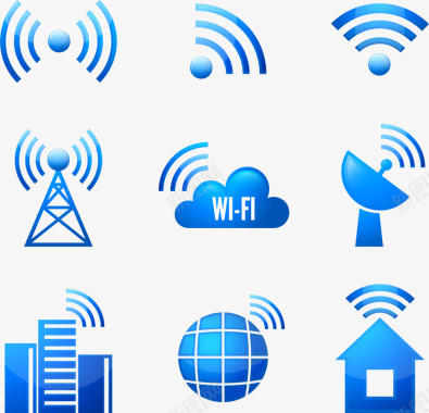 无线网信号手绘WIFI信号图标图标
