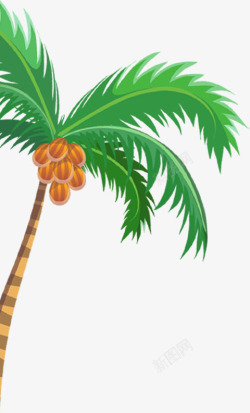 卡通手绘椰子树沙滩素材
