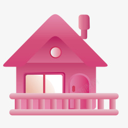 卡通粉色小房子楼房扁平房素材