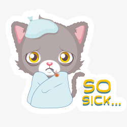 手绘猫咪头表情SOSICK高清图片