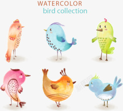 6款水彩绘鸟类素材