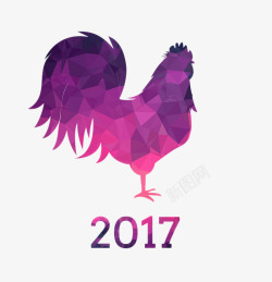 紫色2017鸡年吉祥图案素材