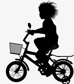 小女孩骑自行车人物剪影素材
