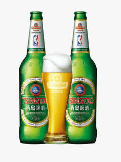 产品实物冰镇进口啤酒两瓶青岛啤酒高清图片