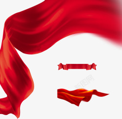红色模煳叶子活动节日红色飘带模糊特效高清图片