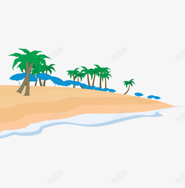 沙滩上绿树png免抠素材_88icon https://88icon.com 卡通 大海 沙滩 绿树