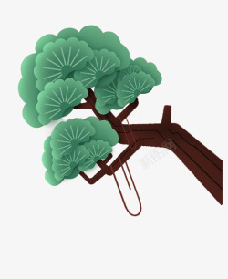 绿色的松树卡通松枝高清图片