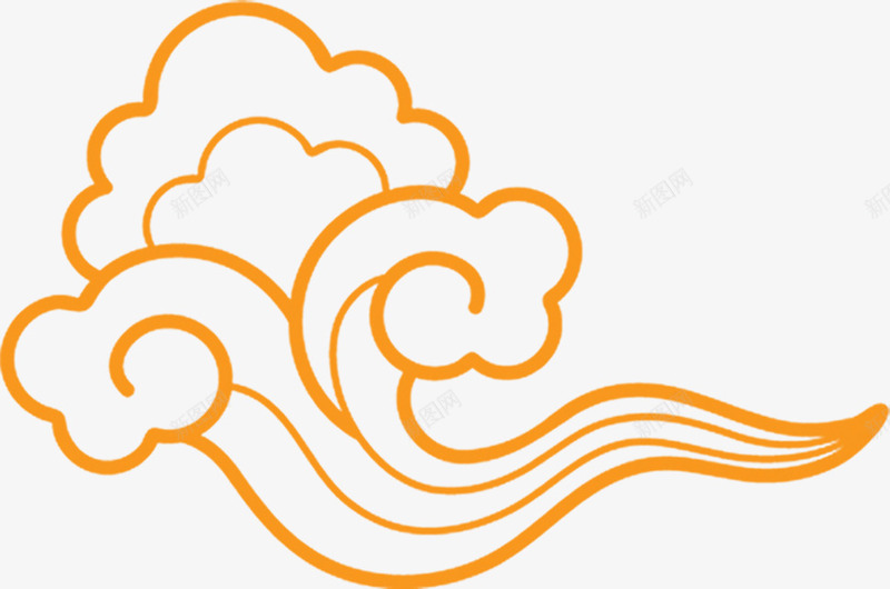 中秋节黄色线条祥云国庆png免抠素材_88icon https://88icon.com 一朵祥云 中秋节 国庆 祥云 线条 黄色