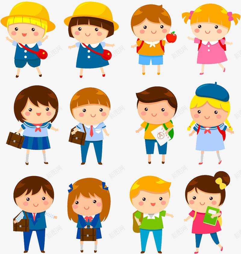 卡通小学生png免抠素材_88icon https://88icon.com 儿童 卡通儿童 卡通女孩 卡通漫画 卡通男孩 小女生 小孩子 小男生