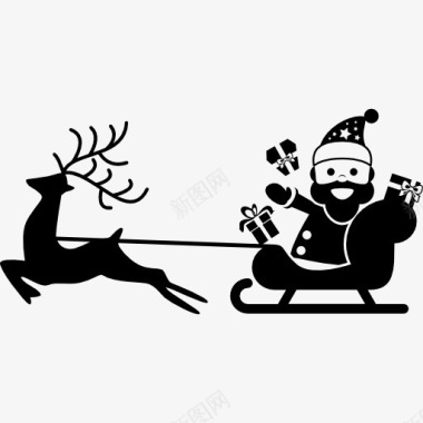 圣诞老人圣诞老人坐在他的雪橇图标图标