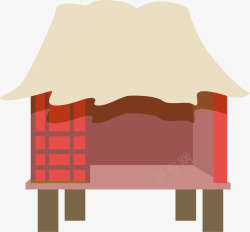 小草屋卡通红色高脚屋矢量图高清图片