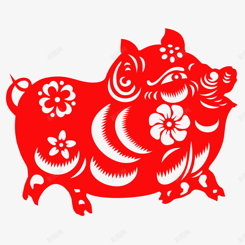 猪年喜庆红色剪纸图矢量图ai免抠素材_88icon https://88icon.com 剪纸 吉祥 吉祥如意 喜庆 春节 猪 猪年 矢量图 福字 福字书法矢量图 红色剪纸