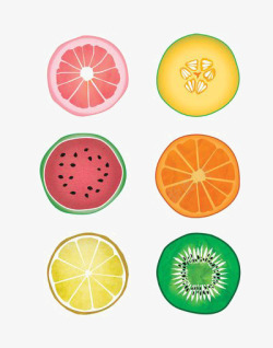 西瓜柚子水果茶手绘水果高清图片
