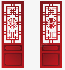 复古门中国风红色手绘门高清图片