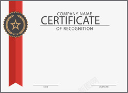 红色证书红色彩带徽章证书矢量图高清图片