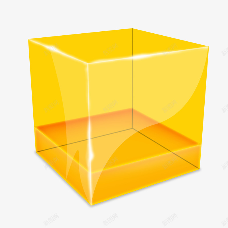 黄色正方体盒子png免抠素材_88icon https://88icon.com 容器 正方体 盒子 黄色