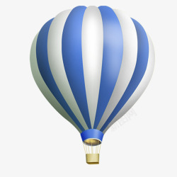 蓝色热气球元素素材