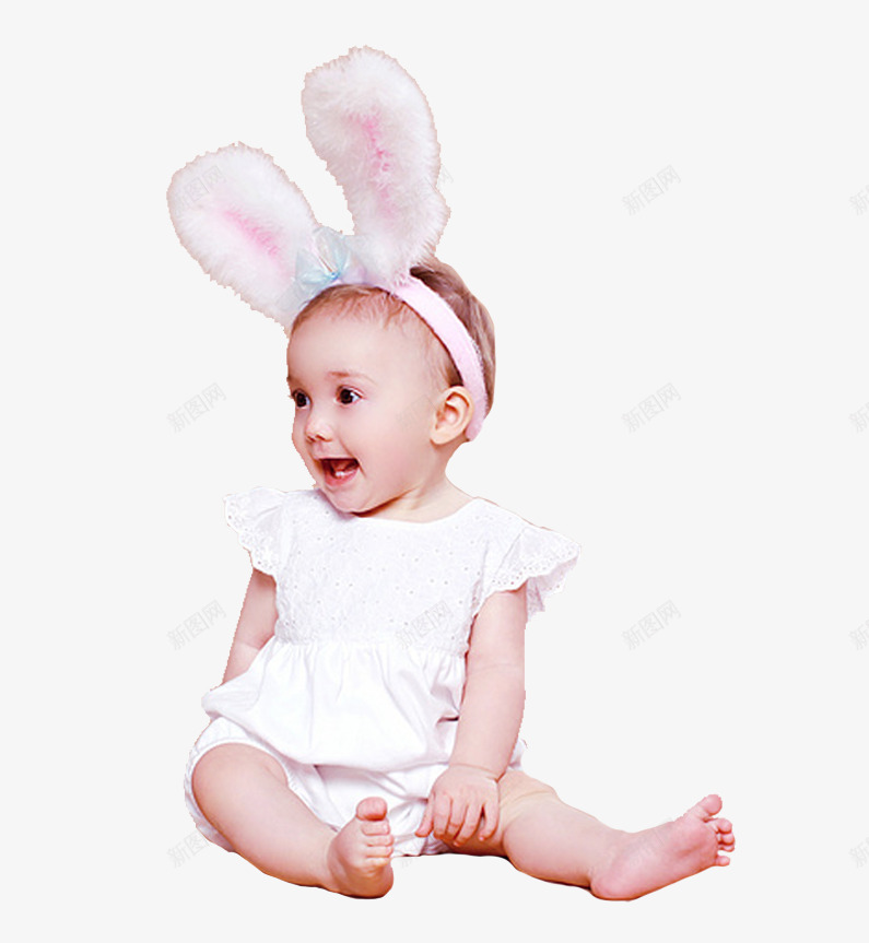 可爱的小宝宝png免抠素材_88icon https://88icon.com 兔子发箍 外国小孩 宝宝 小孩 微笑真人 白色衣服 真人小孩