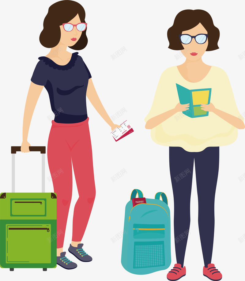 两个女士旅游人物手绘矢量图ai免抠素材_88icon https://88icon.com 两个女士 人物 出行 手绘 旅游 旅行 机场 矢量图设计 设计 矢量图