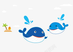 蓝色海豚卡通小海豚矢量图高清图片