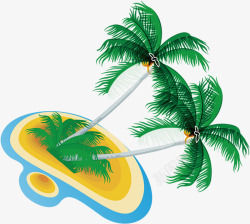 夏季黄色沙滩椰树海报素材