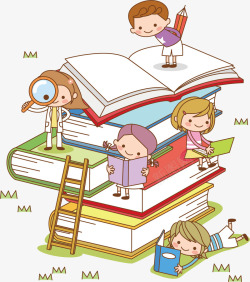 儿童快乐阅读可爱看书的小朋友高清图片