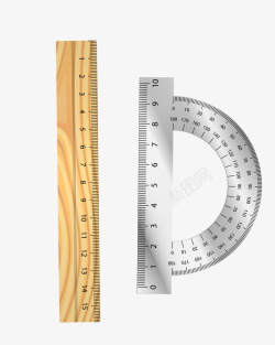 黄色银色教学工具直尺圆尺矢量图素材