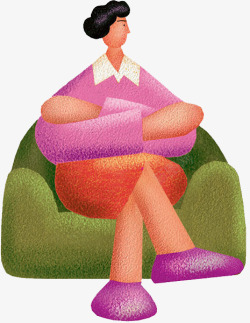 坐的女人装饰插图双手抱胸坐的女人高清图片