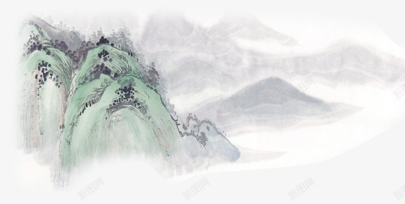 青山绿水png免抠素材_88icon https://88icon.com 国画 绿水 青山 风景