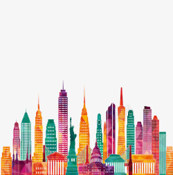 彩色城市剪影素材