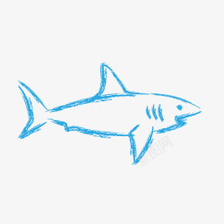 卡通鲨鱼粉笔效果矢量图素材