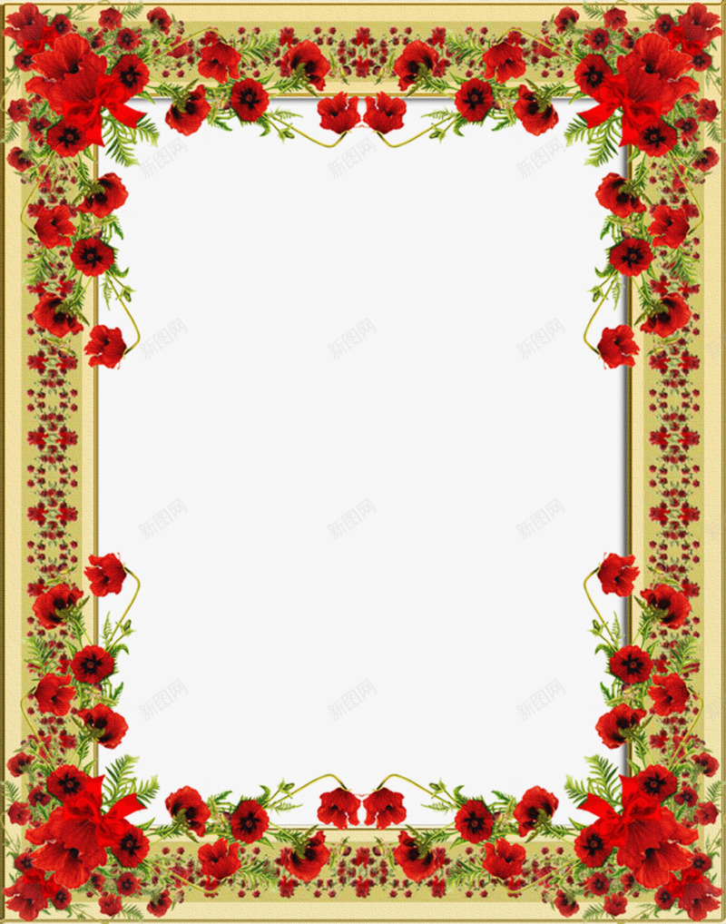 复古红色花朵相框png免抠素材_88icon https://88icon.com 复古 欧式 相框 装饰
