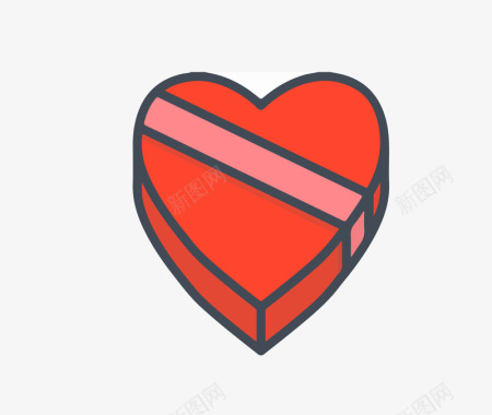 情人节广告素材立体盒子心形图标矢量图图标
