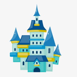卡通蓝色的城堡矢量图素材