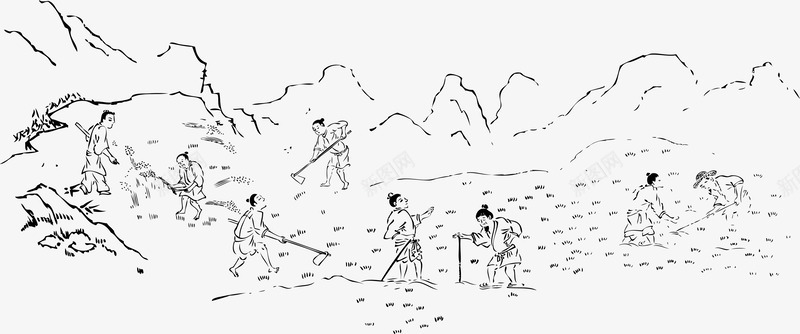 素描农耕矢量图ai免抠素材_88icon https://88icon.com 农民 古代农夫 古代农耕 矢量图 素描 线条 耕地