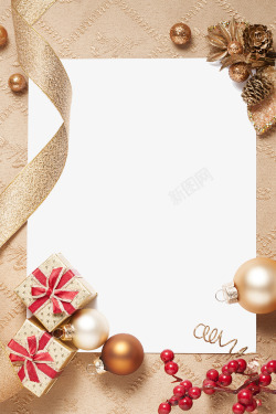 松果装饰免扣圣诞节海报背景边框元素高清图片