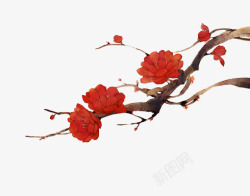 中国风手绘红花素材