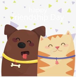猫咪和狗友谊日快乐矢量图素材