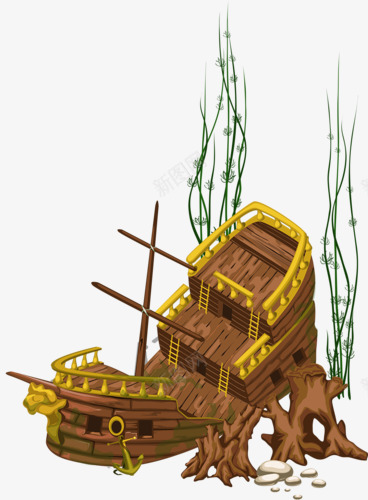 沉船png免抠素材_88icon https://88icon.com 卡通沉船 帆船 木船 水上工具 轮船