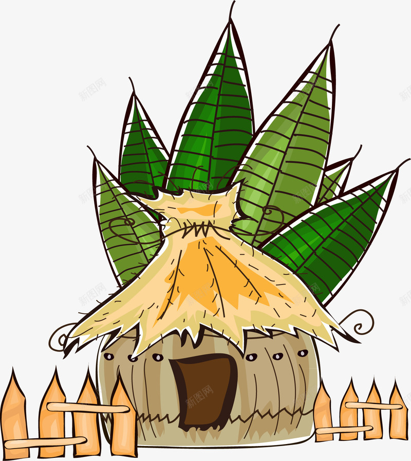 手绘茅草屋矢量图ai免抠素材_88icon https://88icon.com 房子 手绘 矢量茅草屋 茅草屋素材 矢量图