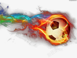 手绘创意带火的足球射门素材