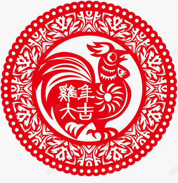 鸡年红色剪纸png免抠素材_88icon https://88icon.com 红色剪纸 鸡年剪纸 鸡年剪纸素材 鸡年素材