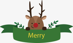 圣诞驯鹿驯鹿彩带标题框矢量图高清图片