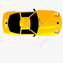 绚丽黄色车俯视图素材