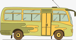 手绘复古公交车矢量图素材