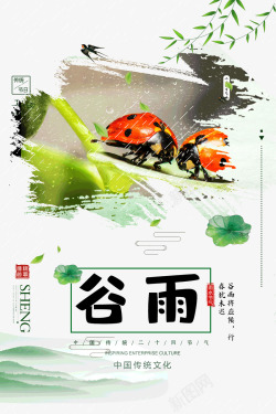 谷雨中国传统节日七星瓢虫素材