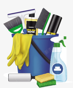 清洁剂和清洁工具矢量图素材