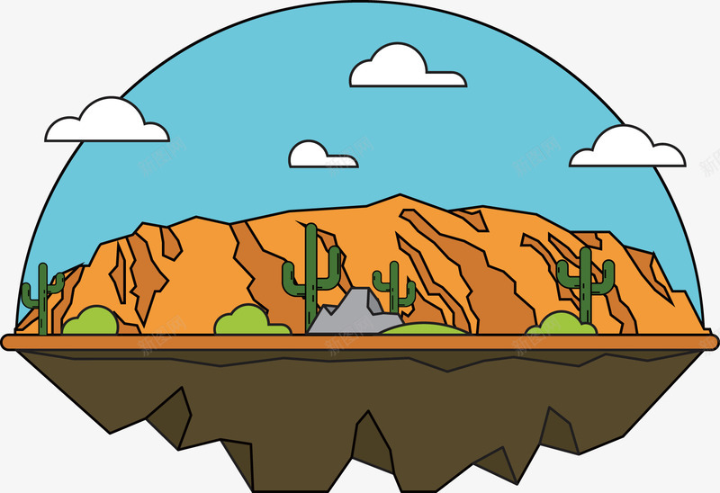 可爱戈壁沙漠手绘插图png免抠素材_88icon https://88icon.com 半圆 可爱 戈壁 沙漠 简约 蓝天 风景